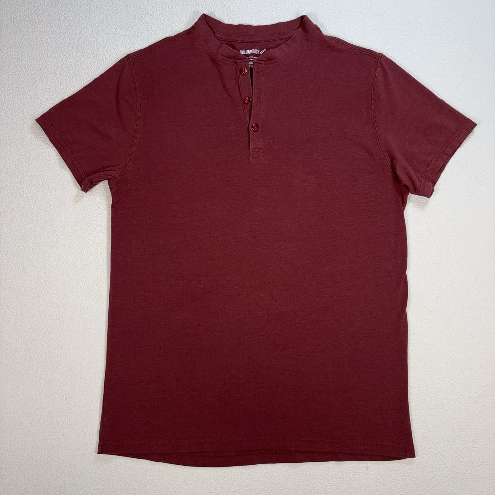 William Rast Henley Shirt Men's M Burgundy Stretch
